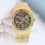 GRF Super Clone AP Royal Oak Frost Gold Rainbow Cal.3132 Skeleton Yellow Gold Watch 